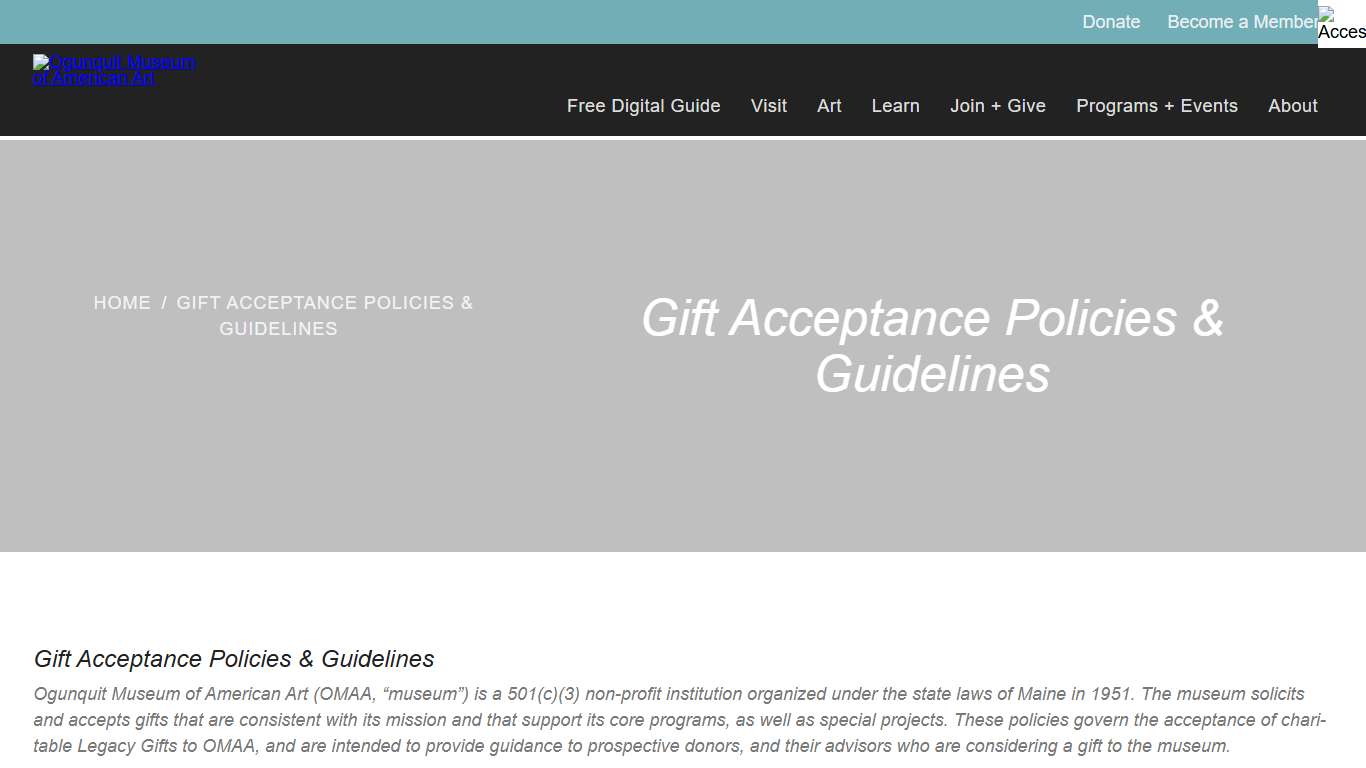 Gift Acceptance Policies & Guidelines - Ogunquit Museum of American Art